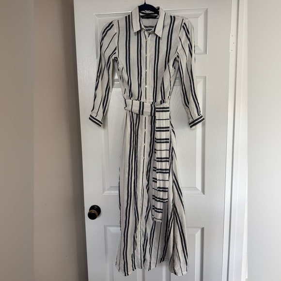 Zara White/Black bottom down, belted spring dress size XS - Picture 5 of 15